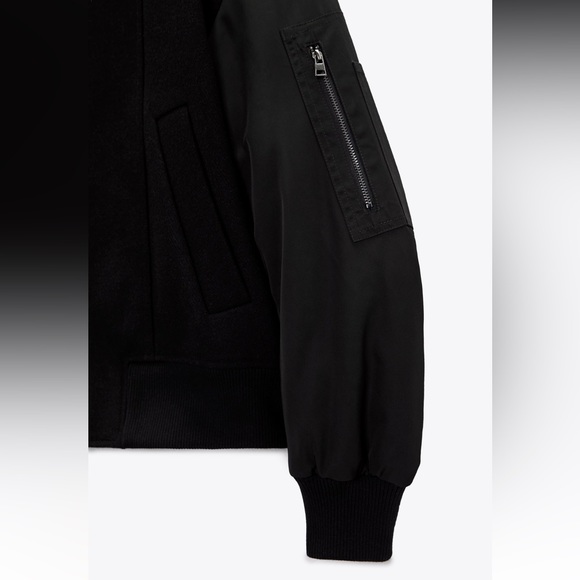 ZARA COMBINATION ZIPPERED BOMBER JACKET - Picture 7 of 9